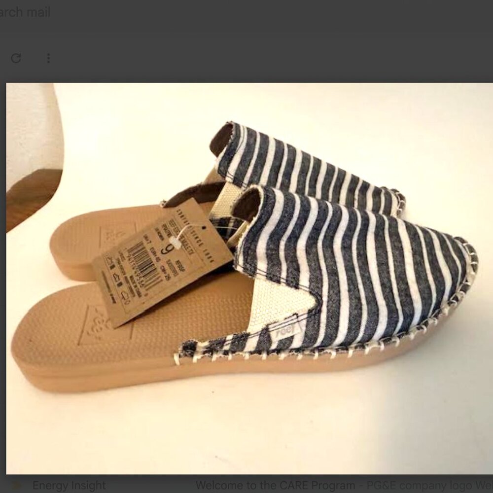 Reef NEW Escape Espadrille Slip On Mule Shoe Shoes Blue & White Beach Women Sz 9